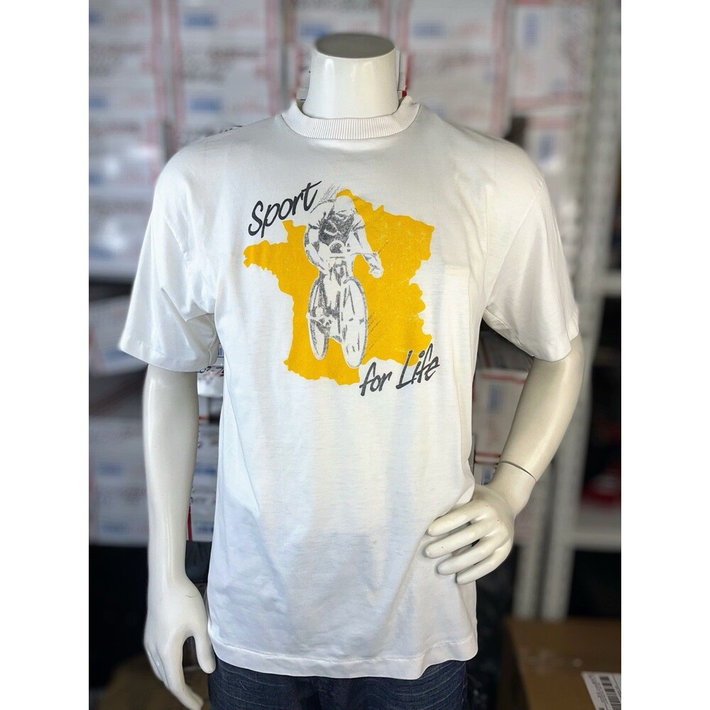 Vintage Tour de France Sz L T-shirt Graphic Map Of France 80s 90s Single Stitch